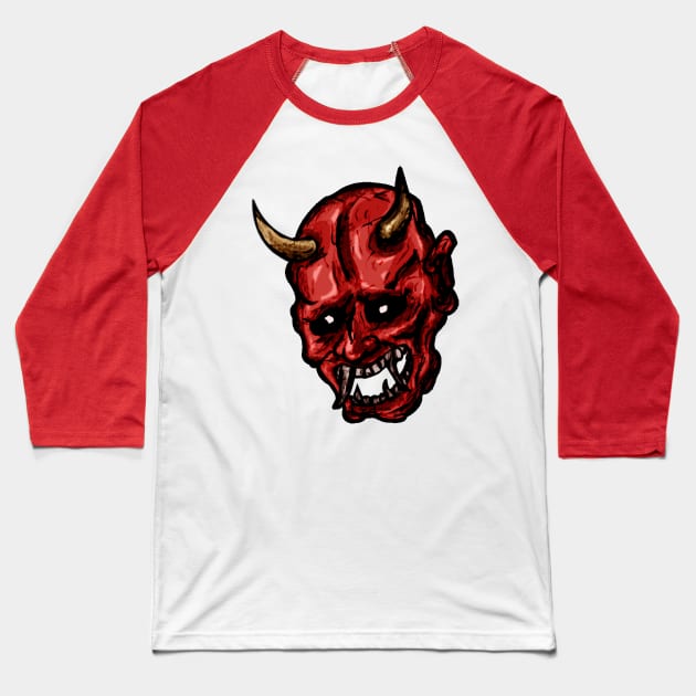 Kabuki Mask 1 (RED) Baseball T-Shirt by fixedthor